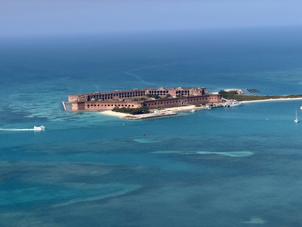 dry tortugas national park from the sky
